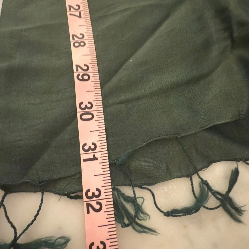 Ombre Silk Scarf Shawl‎ Wrap Green Dip Dye Fringed